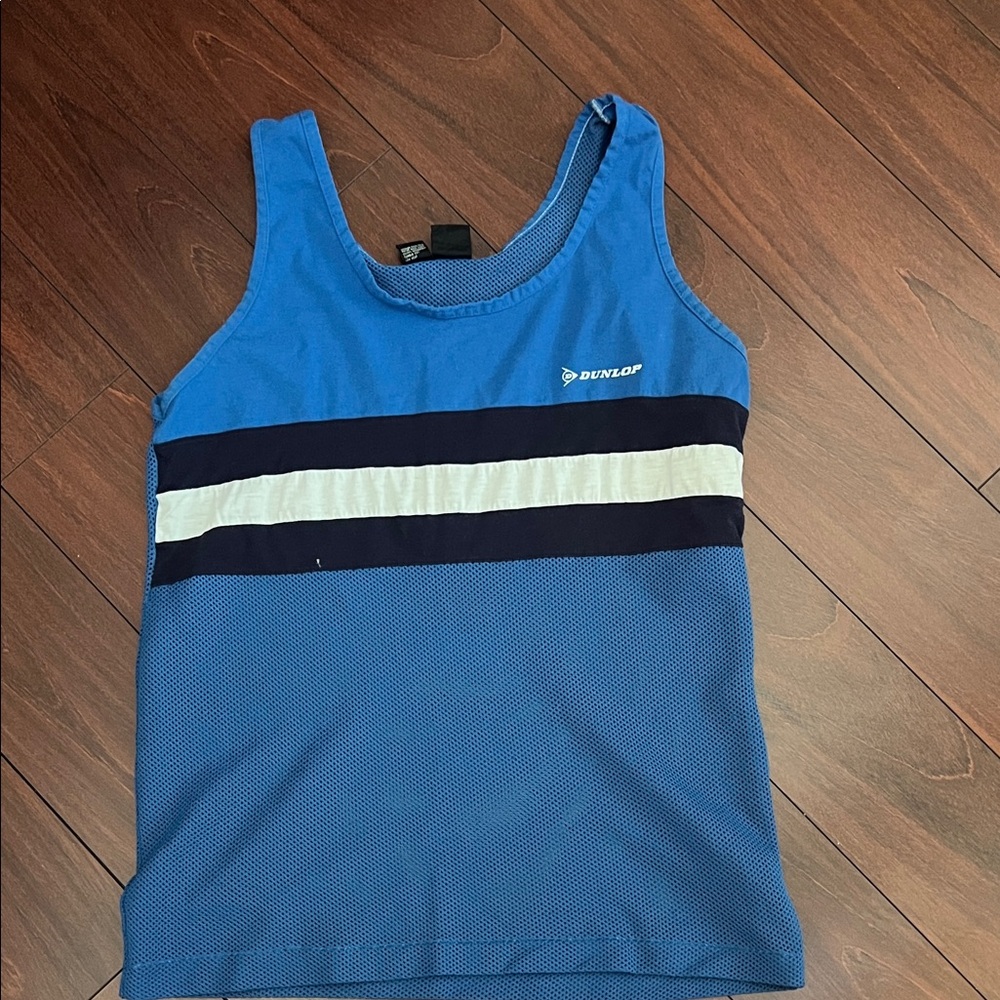Dunlop Blue and White Tank Top with Mesh- size Medium, great condition